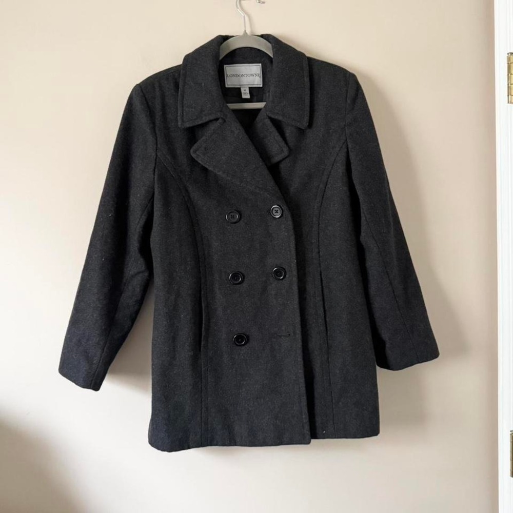 Vintage Double Breasted Blazer Jacket Charcoal Gray